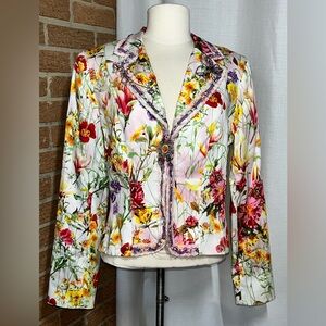Alberto Makali watercolor Floral and beaded blazer. Vintage - size 8